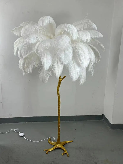Camille Modern White Pink Feather Floor Lamp Romantic Foyer Decor Light