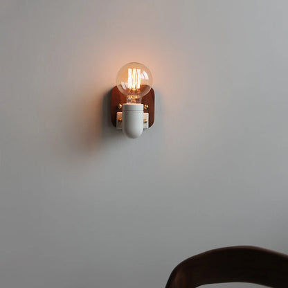 Sakura White Ceramic Walnut Wood LED Wall Lamp Japan Style