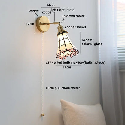 Amélie Nordic Glass Flower LED Wall Lamp Pink Copper