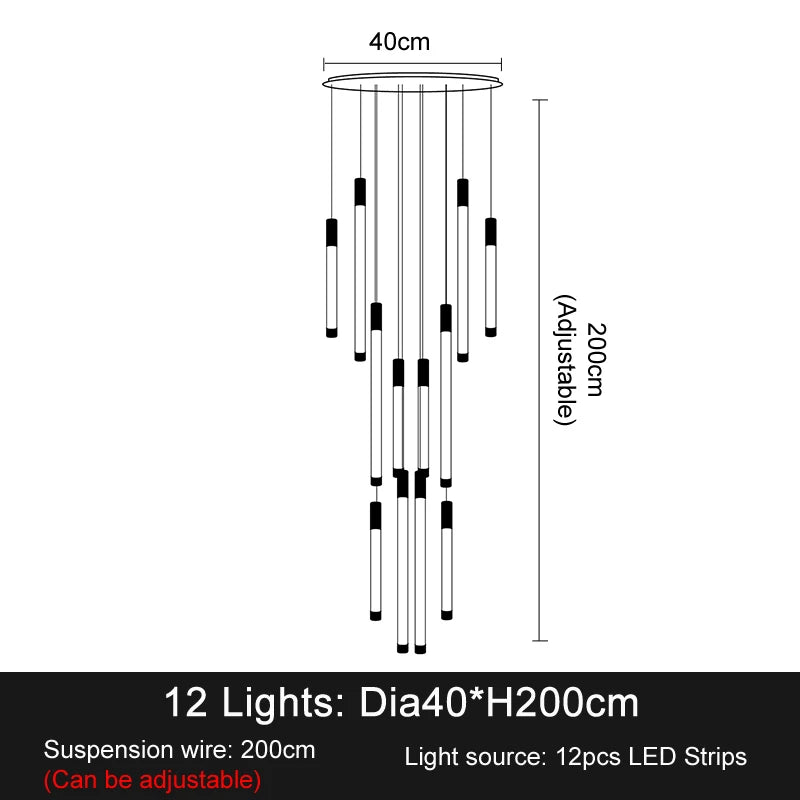 Geneviève Luxury Crystal LED Staircase Chandelier Light