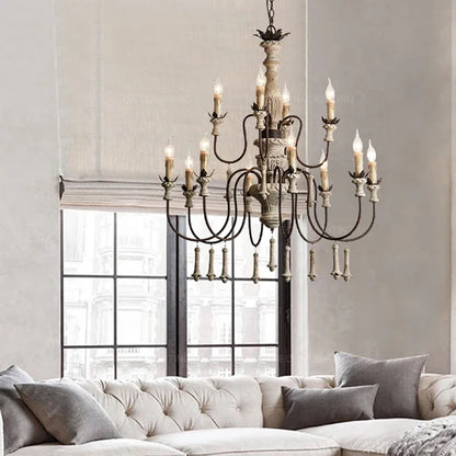 Lustre en bois vintage pour salon et hall de villa