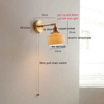 Émilie Rotating Glass Wall Lamp Pull Chain