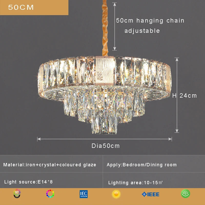 Geneva Luxury Crystal Pendant Chandelier for Dining & Living Spaces