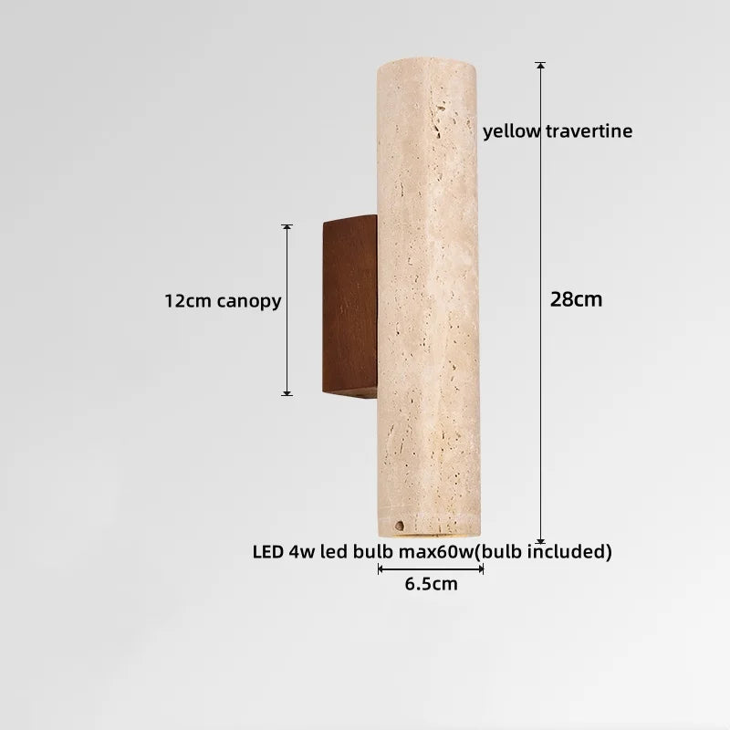 Élise Yellow Travertine LED Wall Lamp Japan Style Luxury