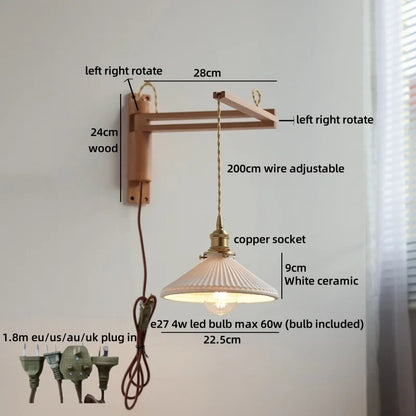 Applique murale Élise en céramique et bois pour chambre et salle de bain