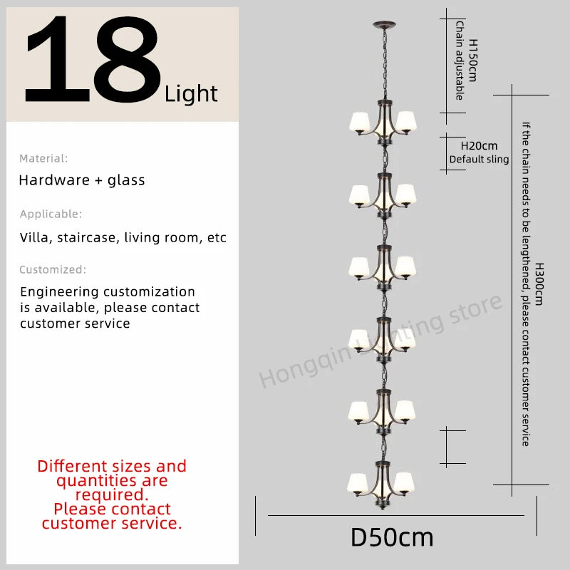 Isabelle Nordic Glass Stair Pendant Chandelier