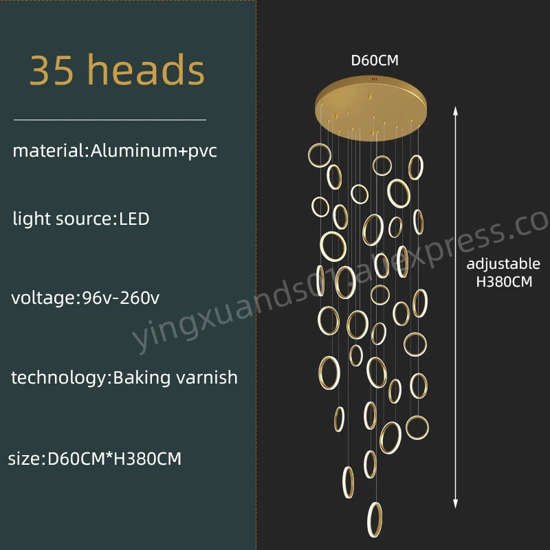 Geneviève Duplex Loft Staircase Pendant Chandelier