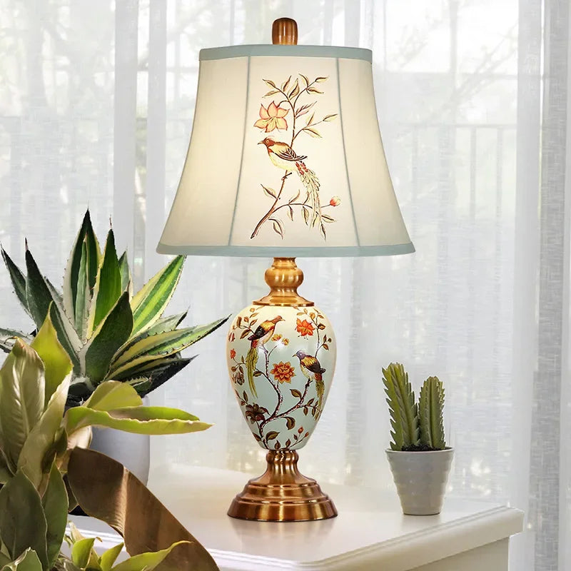 Lucienne Floral Ceramic Bedside Table Lamp