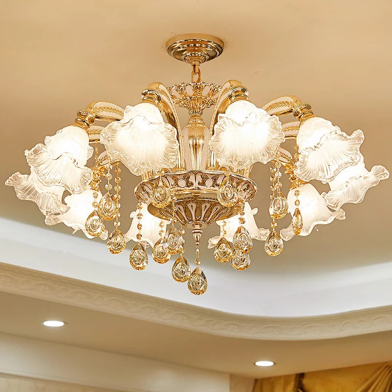 Suspension en cristal de style européen pour salon et salle à manger