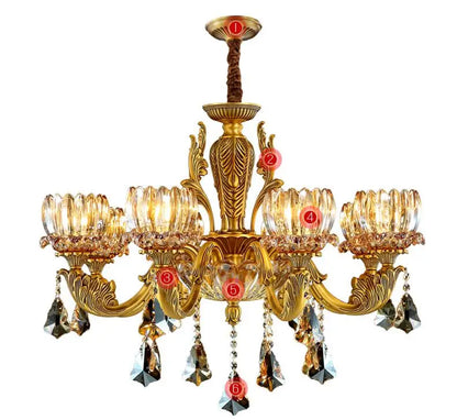Sophie European Brass Crystal Antique Chandelier Pendant Light