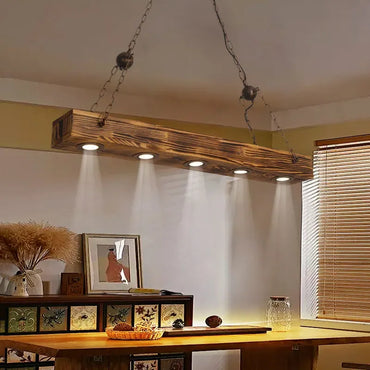 Élodie Industrial Wood Beam Pendant Light