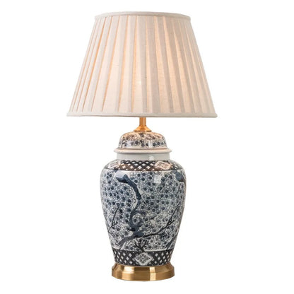 Lampadaire LED en céramique bleue et blanche pour chambre et salon