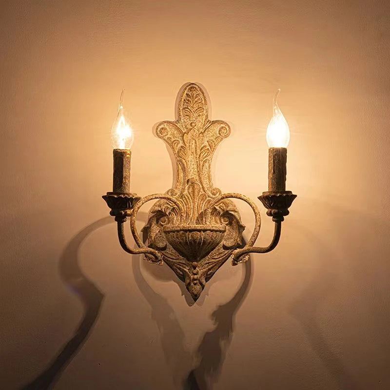 Sophie French Antique Dual Head Iron Wall Lamp E14 Retro Sconce