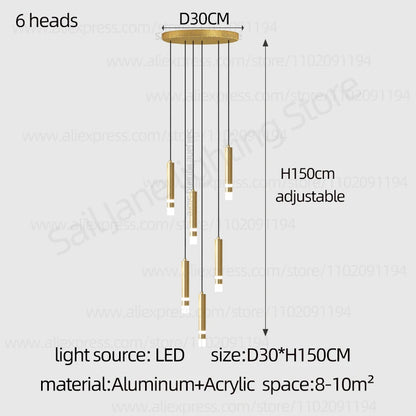 Aurélie Modern Gold LED Staircase Chandelier Light