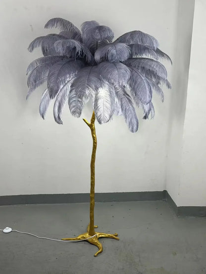Camille Modern White Pink Feather Floor Lamp Romantic Foyer Decor Light