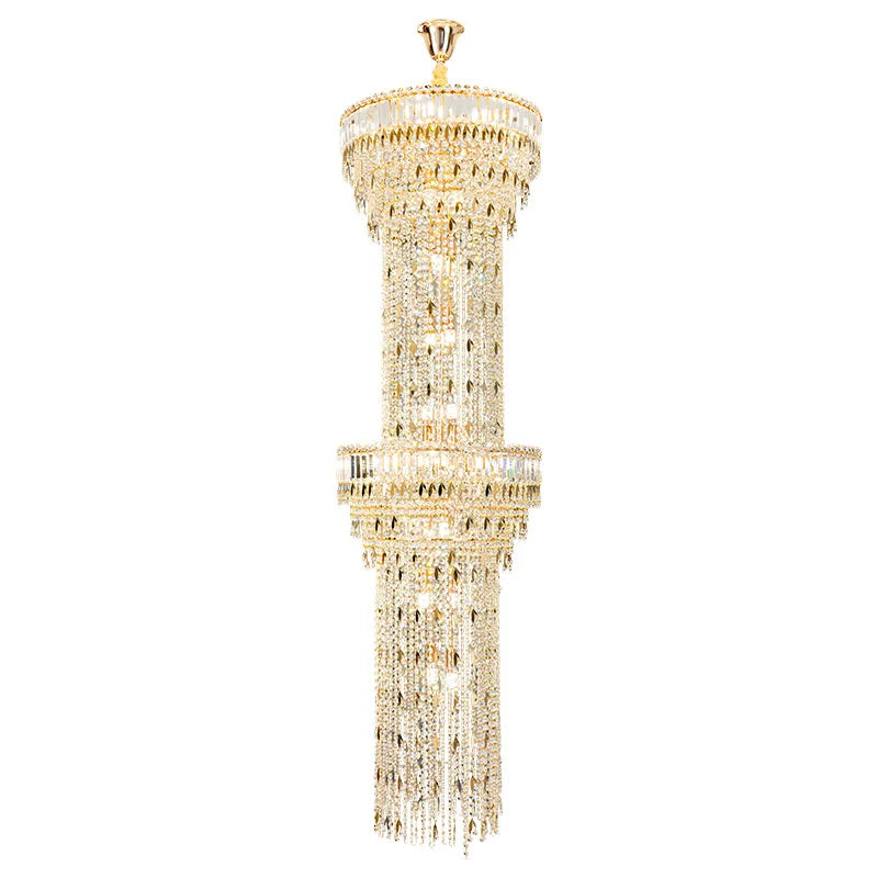 Long Lustre en Cristal Spirale Creux pour Escalier et Salon