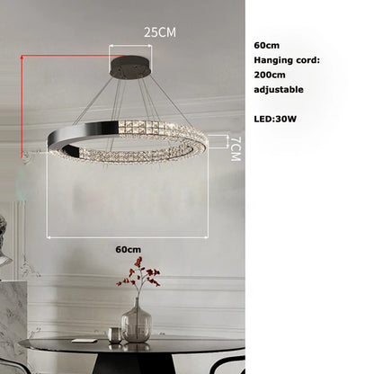 Lustre en cristal scandinave Sophie en acier noir pour plafond