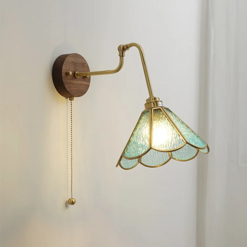 Camille Adjustable Fabric Wall Lamp with Copper Arm
