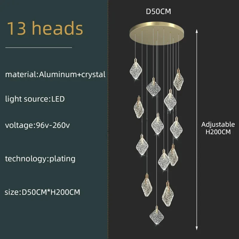 Lustre de plafond LED en cristal de luxe Isabelle