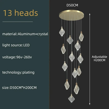 Lustre de plafond LED en cristal de luxe Isabelle