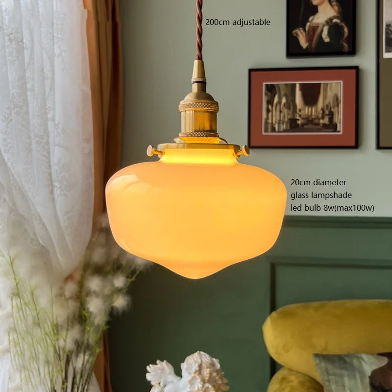 Élodie Glass Pendant Light with Copper Finish