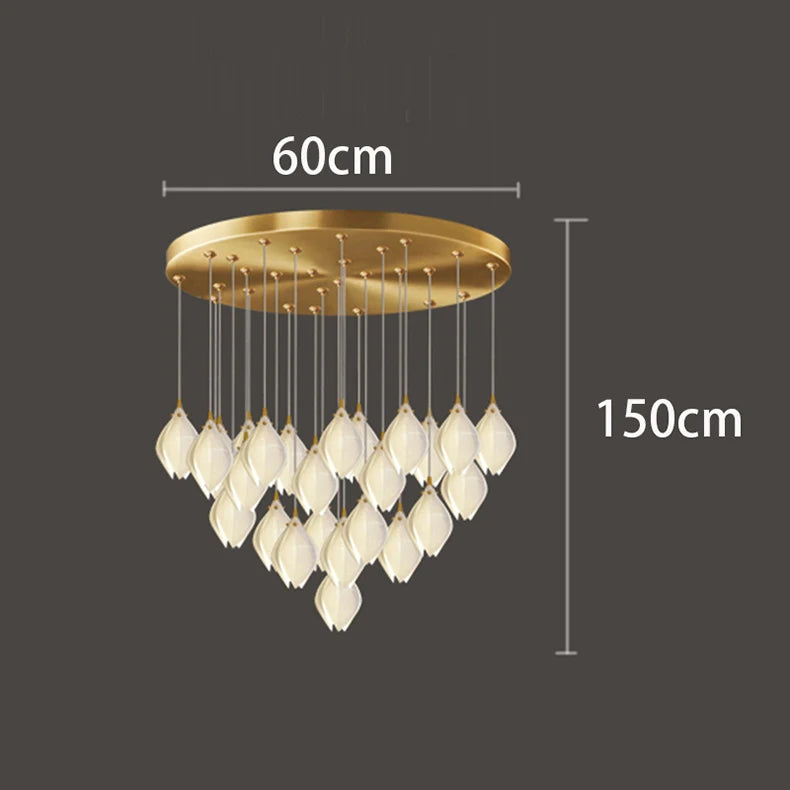 Lustre d'escalier moderne Liora en forme de grappe de lotus