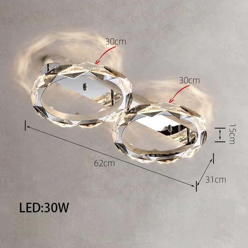 Élodie 2025 Plafonnier Moderne Anneau Cristal LED Dimmable Lustre Décoration Luminaire Argent