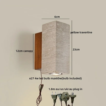 Élise Yellow Travertine LED Wall Lamp Japan Style Luxury