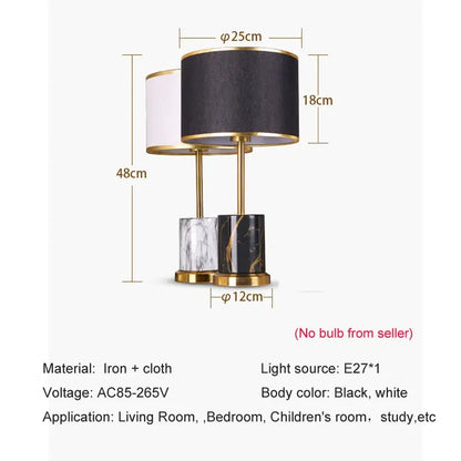 Lampe de chevet Élodie Nordic Iron Fabric E27 Lumière d'étude moderne