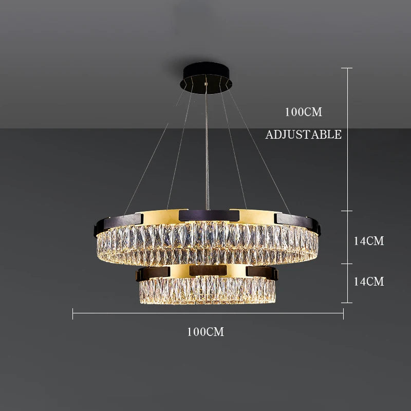 Lustre LED moderne en cristal Camille, lampe suspendue de luxe pour salon, salle à manger et chambre à coucher