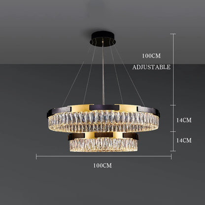 Lustre LED moderne en cristal Camille, lampe suspendue de luxe pour salon, salle à manger et chambre à coucher
