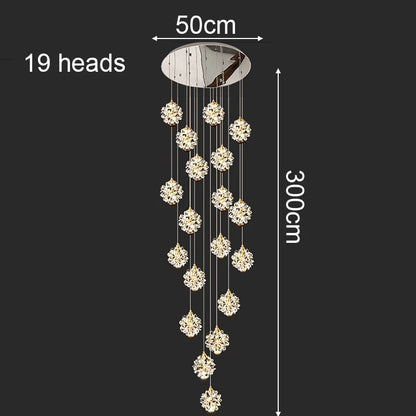 Modern Crystal Stair Pendant Light for Living Room and Hall