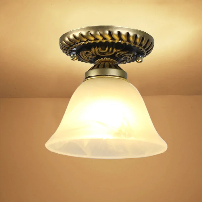 Plafonnier en verre rétro Camille ivoire E27 Lampe de couloir