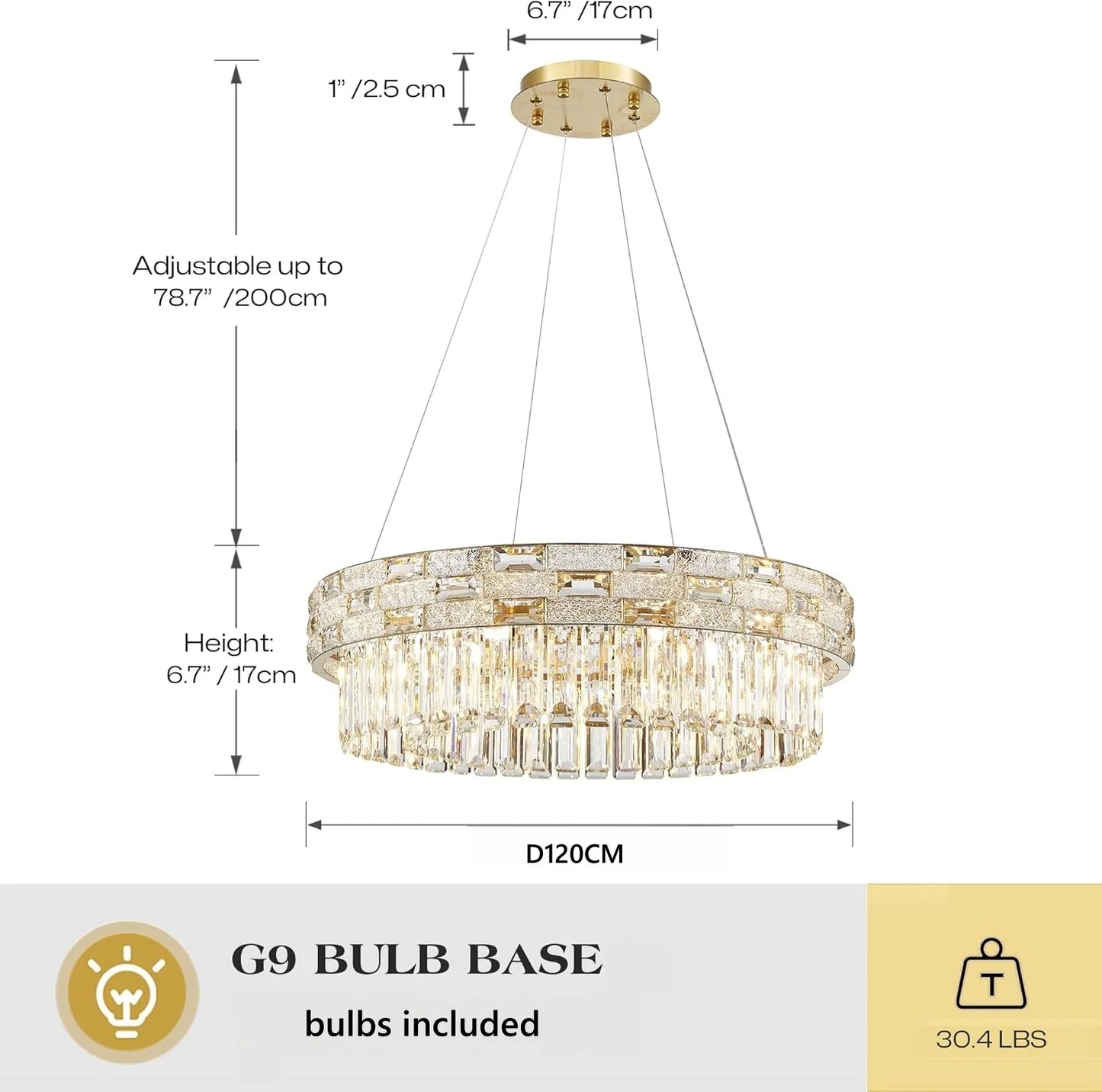Lustre Suspendu Circulaire de Luxe en Cristal pour Salle à Manger et Salon