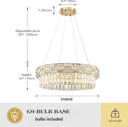 Lustre Suspendu Circulaire de Luxe en Cristal pour Salle à Manger et Salon