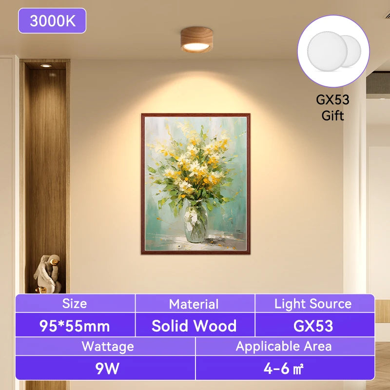 Amélie GX53 Wooden LED Ceiling Downlight Indoor Lamp