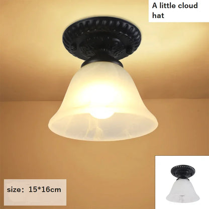Plafonnier en verre rétro Camille ivoire E27 Lampe de couloir