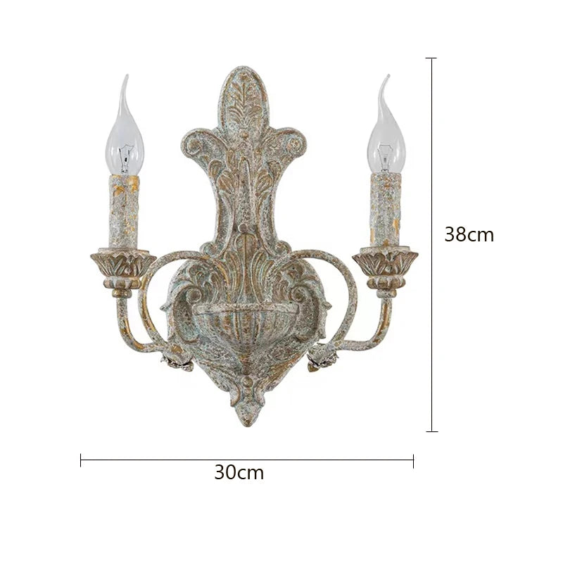 Sophie French Antique Dual Head Iron Wall Lamp E14 Retro Sconce