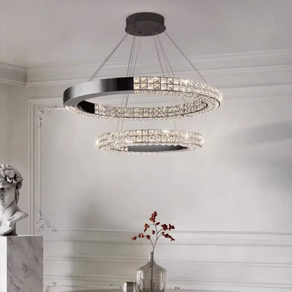 Lustre en cristal scandinave Sophie en acier noir pour plafond
