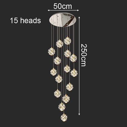 Modern Crystal Stair Pendant Light for Living Room and Hall