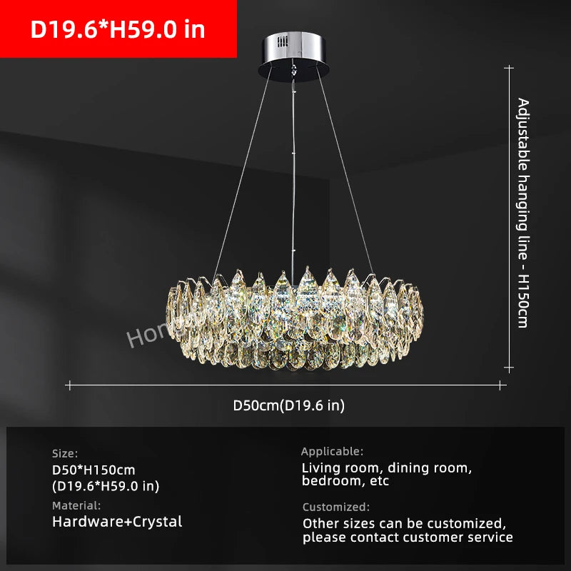 Geneviève Crystal Halo LED Pendant Chandelier