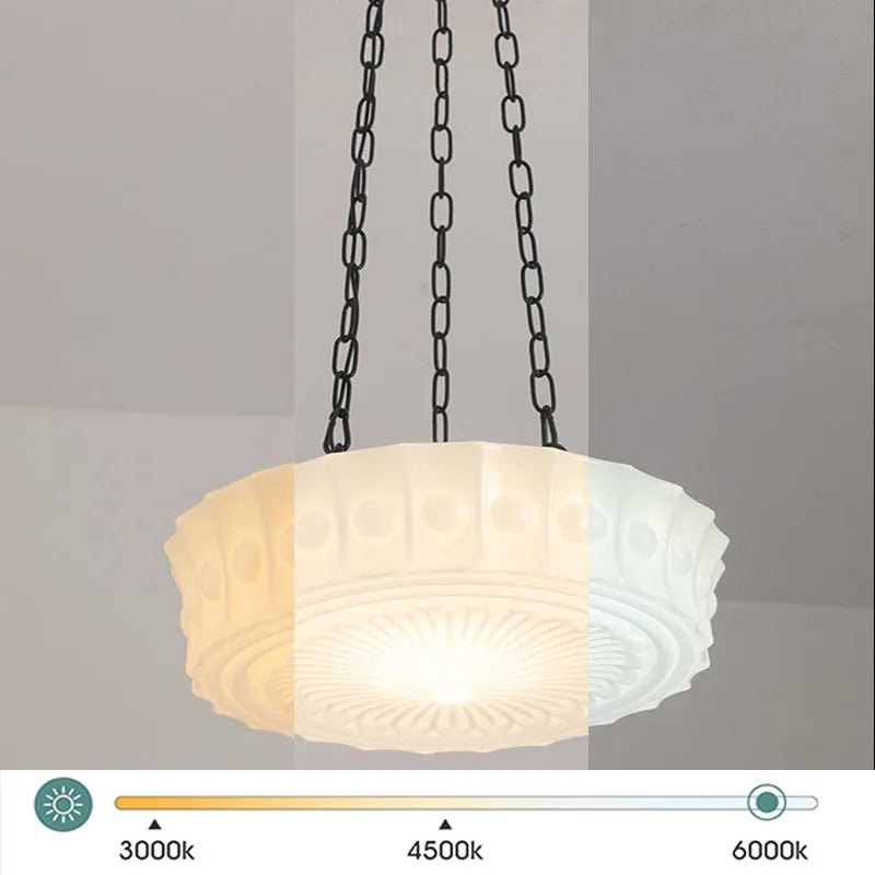 Léonie Cream Glass Hanging Ceiling Light with Chain