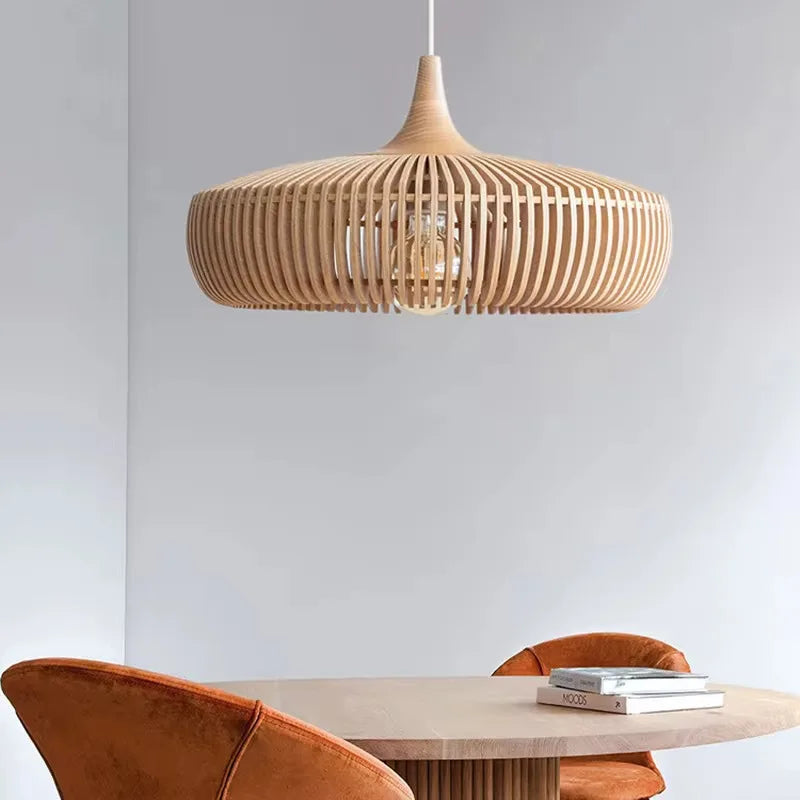 Suspension Elodie Wood Birdcage E27, pour salle à manger de style loft