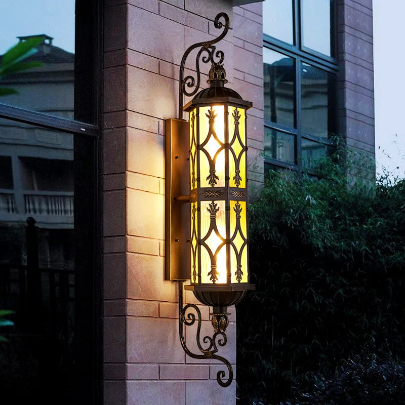 Applique Murale Extérieure LED Camille Or Rétro Étanche en Aluminium E27