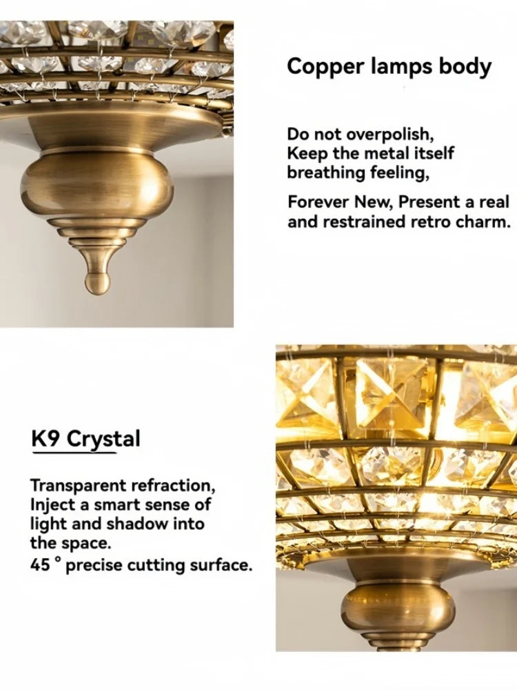 Élise Vintage Crystal Copper Ceiling Light Gold 5-Light