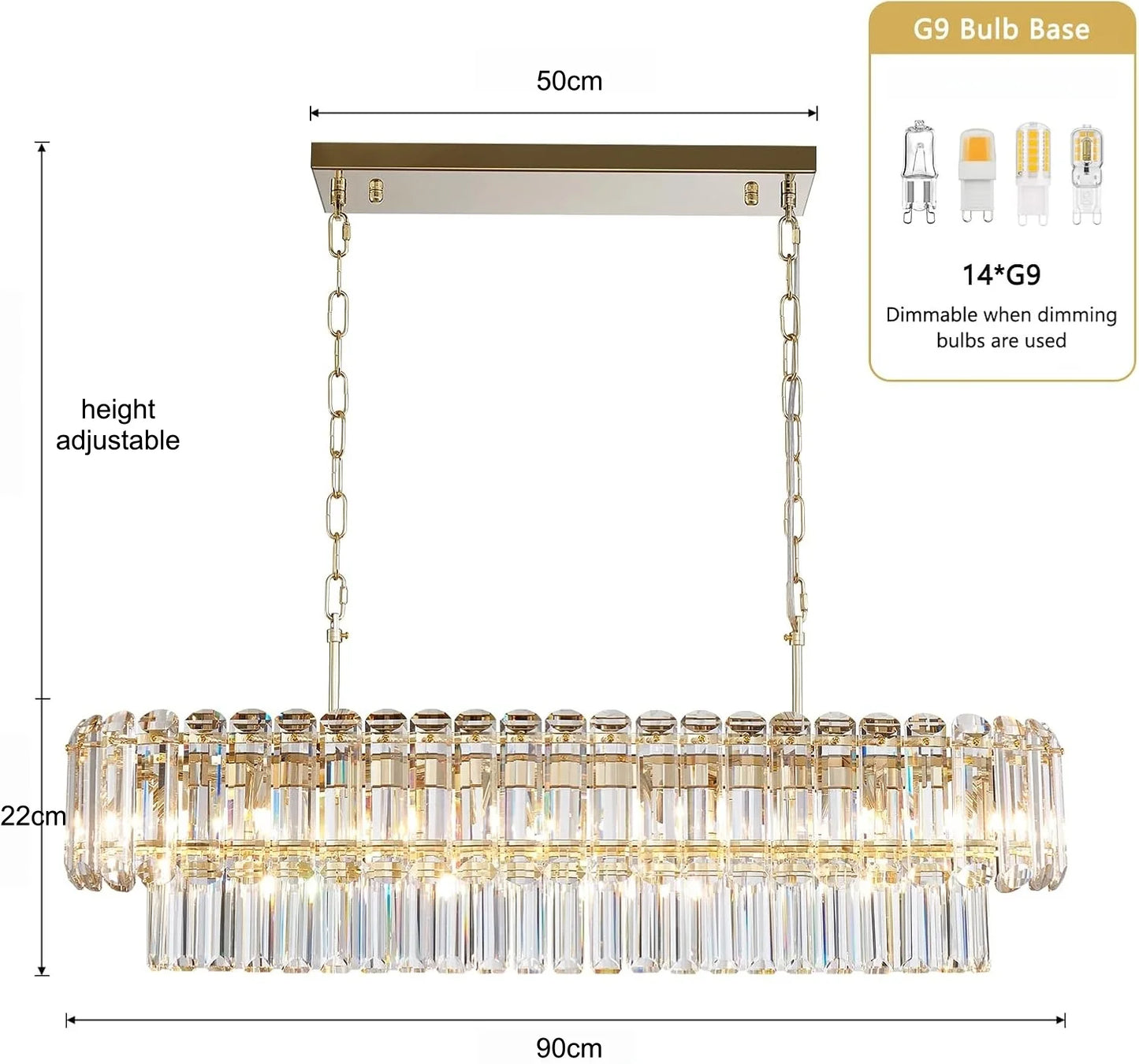 Geneviève Gold Crystal Dining Chandelier