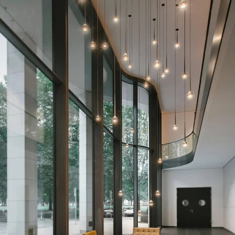 Amélie Modern Water Drop Staircase Crystal Pendant Lamp Luxury Bar Restaurant