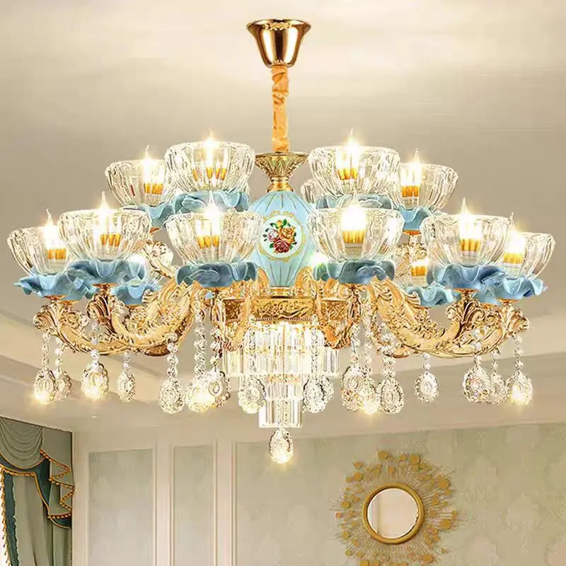 Lustre en cristal français pour salon et salle à manger de villa