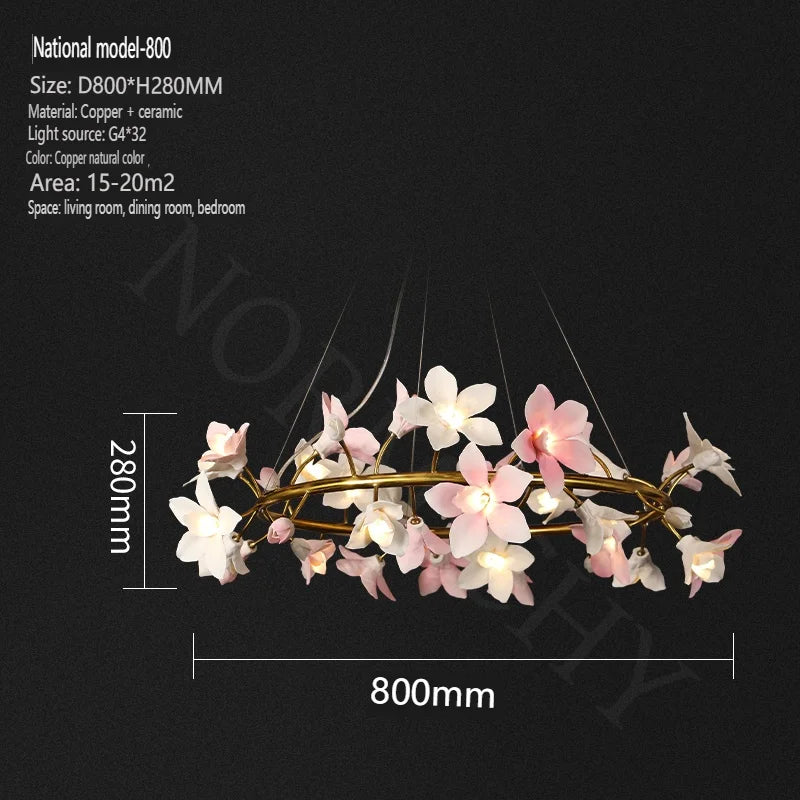Lustre floral en céramique de luxe Celestia