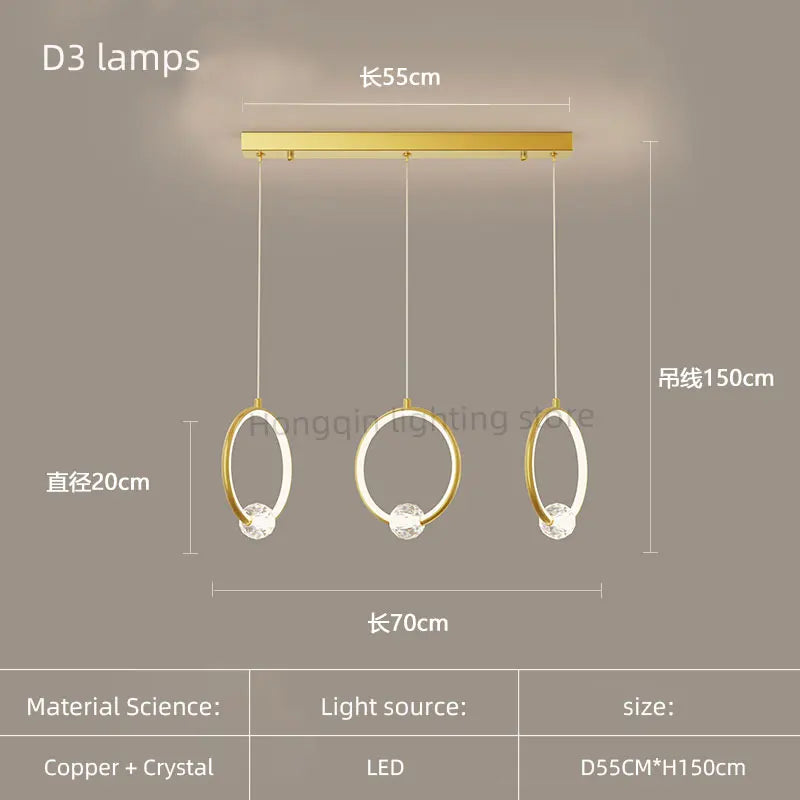 Lustre pendentif Margaux cuivre cristal